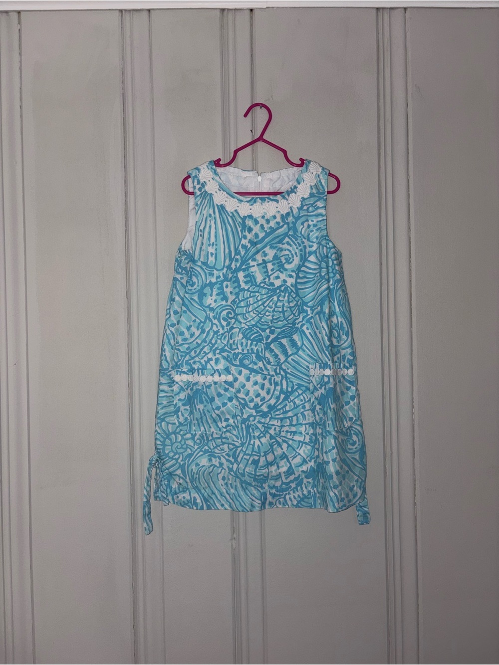 Lilly Pulitzer Aqua & White Patterned Sleeveless Shift Dress